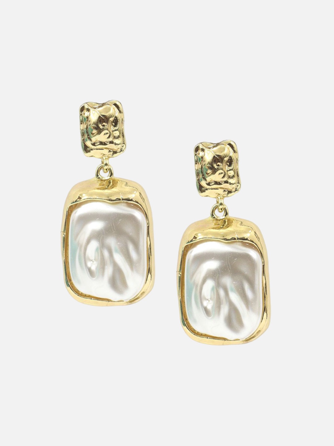 

FIMBUL Stainless Steel Gold-Plated Square Drop Earrings, White