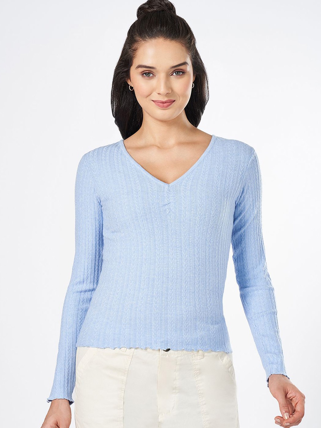 

Honey by Pantaloons Women Self Design Top, Blue