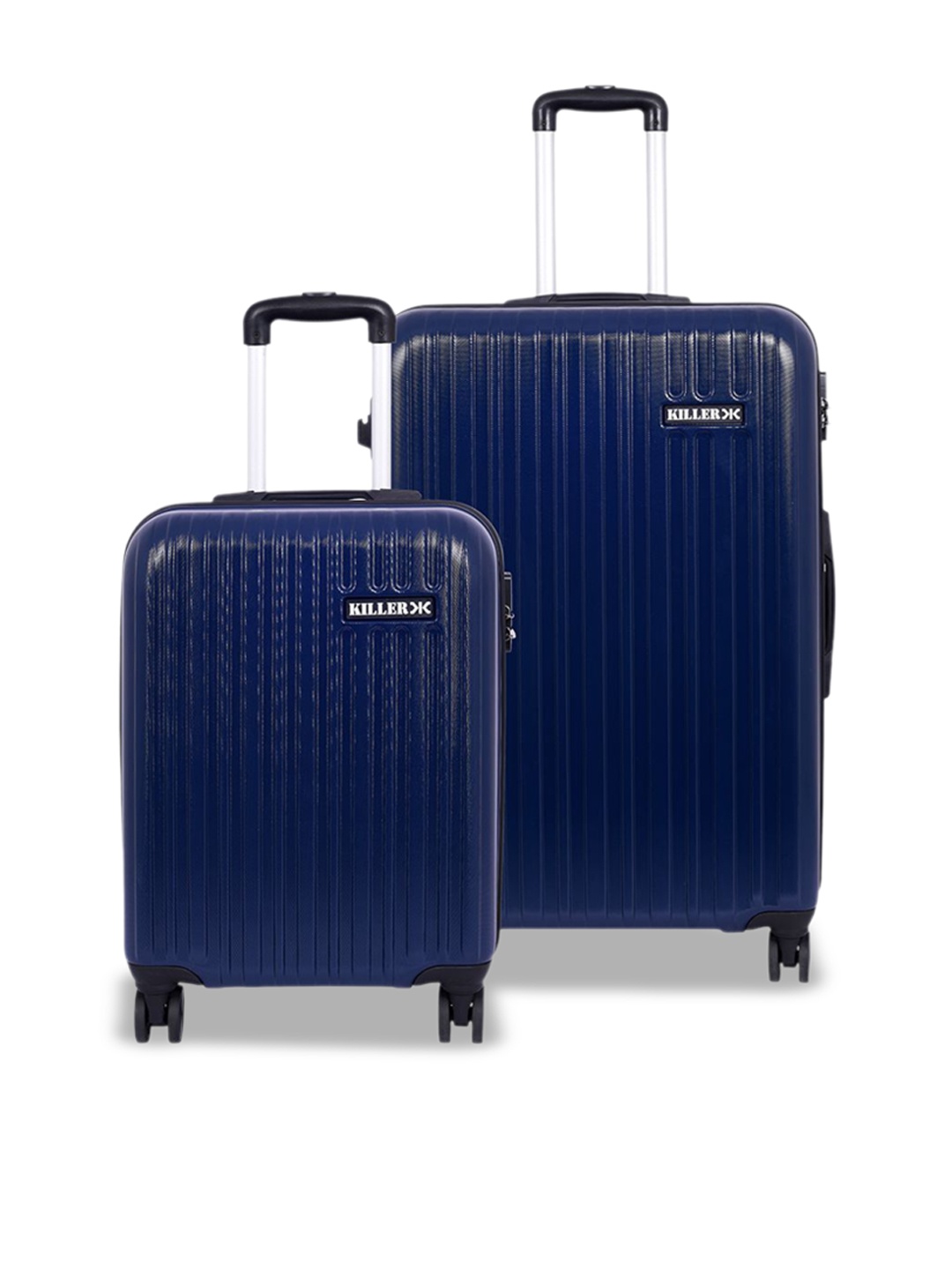 

Killer Set Of 2 Textured Hard-Sided Trolley Bag, Blue