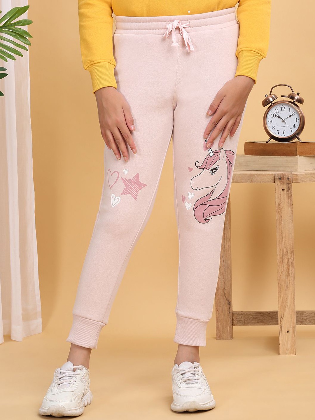 

Sweet Dreams Girls Pink Printed Mid-Rise Joggers