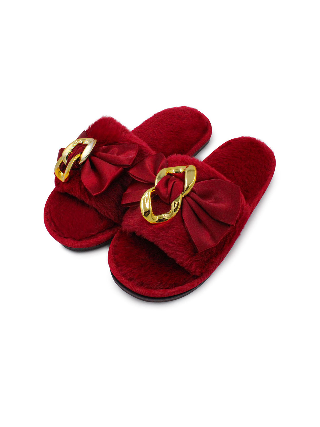 

JENNA Women Room Fur Winter Slippers, Red
