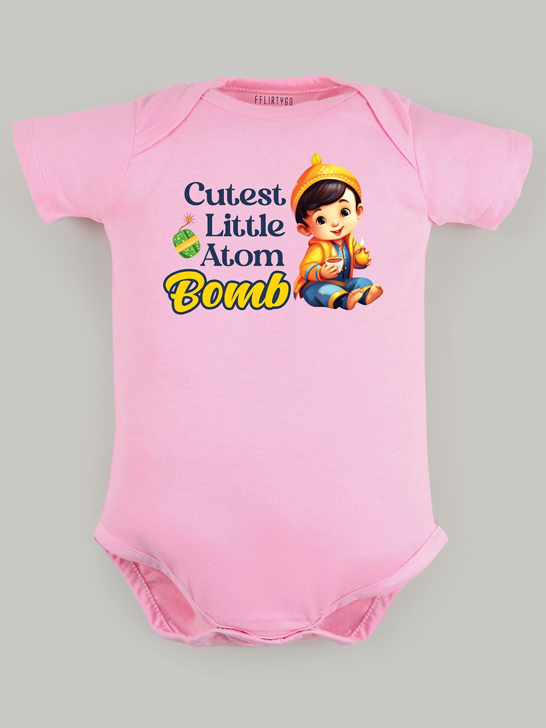

FFLIRTYGO Kids Cotton Printed Bodysuit, Pink