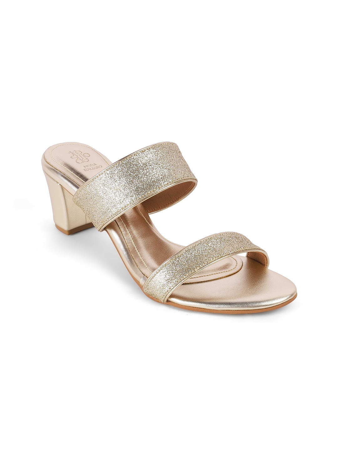 

Tresmode Women Leather Block Sandals, Gold