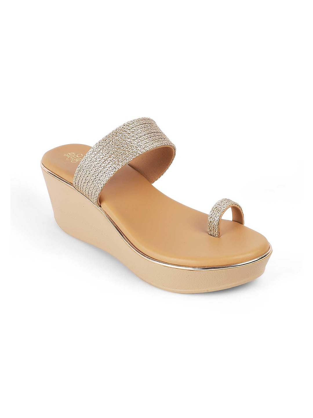 

Tresmode Women Leather Wedge Sandals, Gold