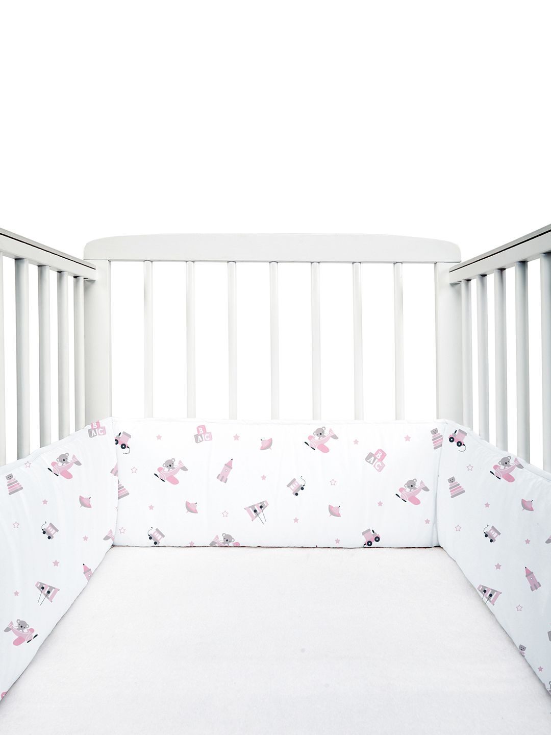 

The White Cradle Kids Printed Pure Cotton Cot Bumper, Pink