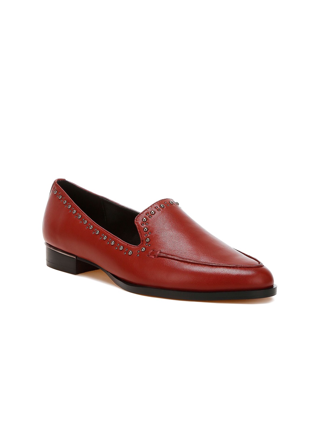 

RAG & CO Women Leather Loafers, Burgundy
