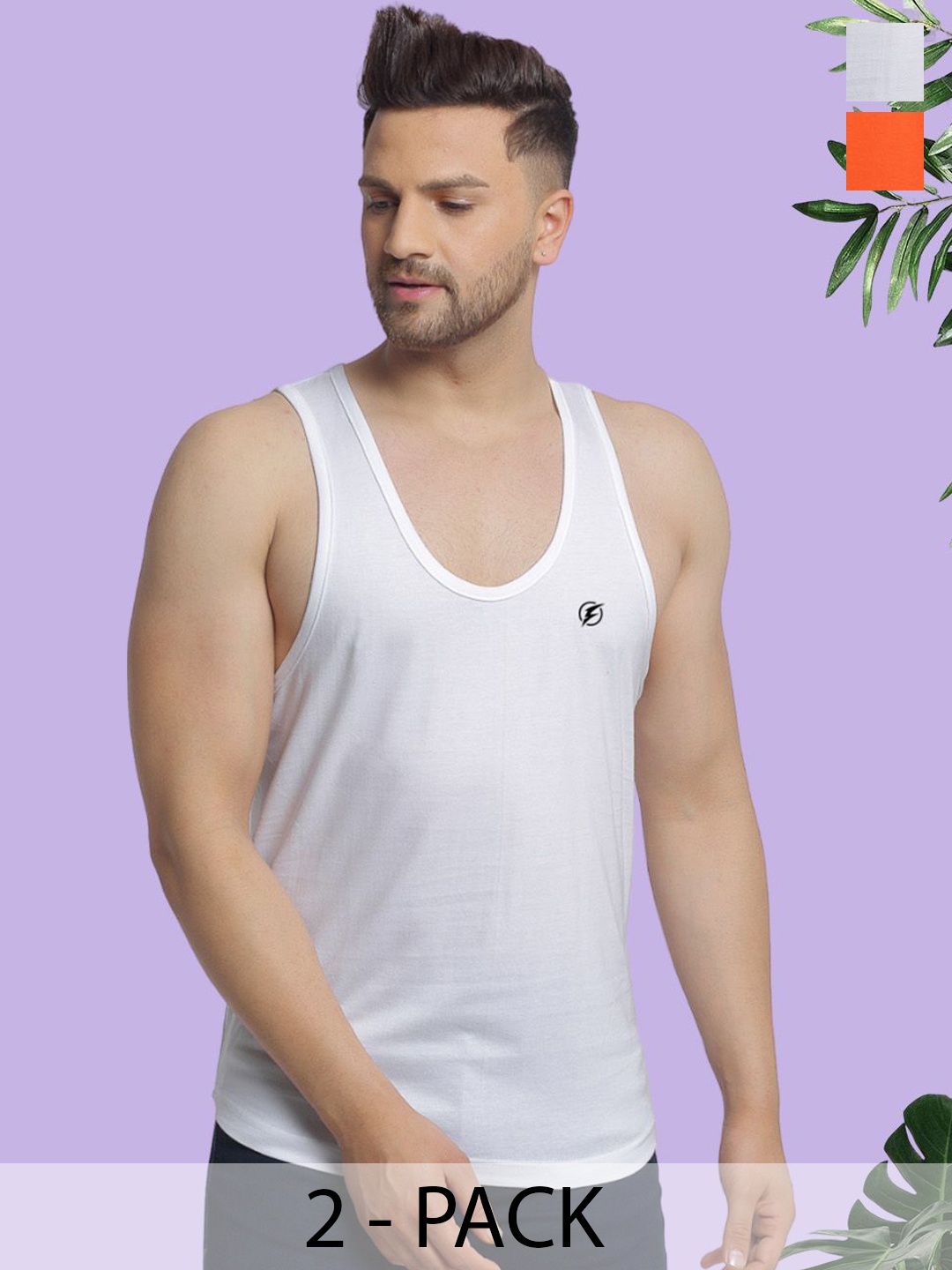 

Friskers Pack Of 2 Pure Cotton Anti-Bacterial Innerwear Vests, White