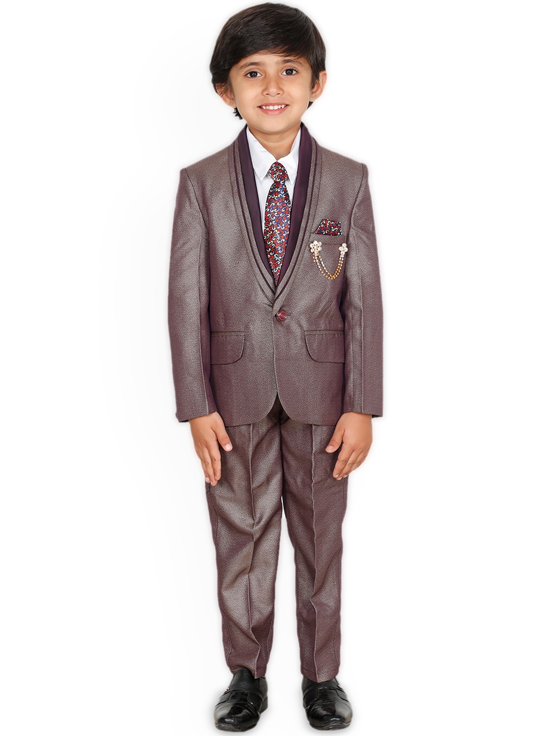 

BAESD Boys Mandarin Collar Single-Breasted Blazer and Trousers, Grey