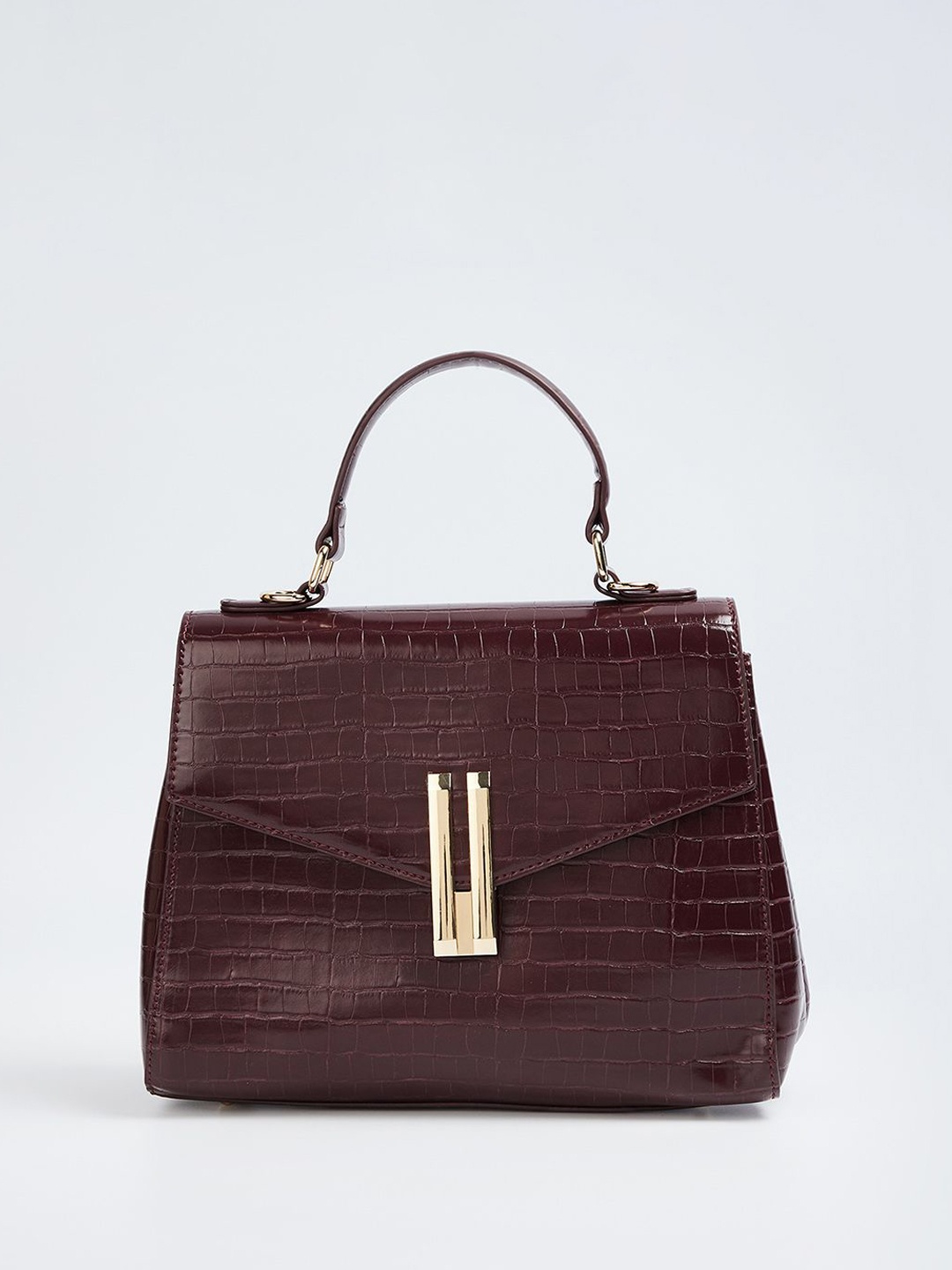 

CODE by Lifestyle Women Textured Structured Handheld Bag, Burgundy