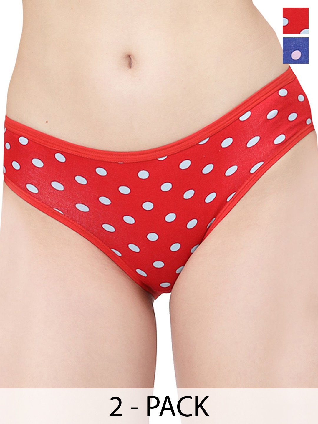 

Docare Pack Of 2 Printed Cotton Bikini Briefs Yummy Panty, Red