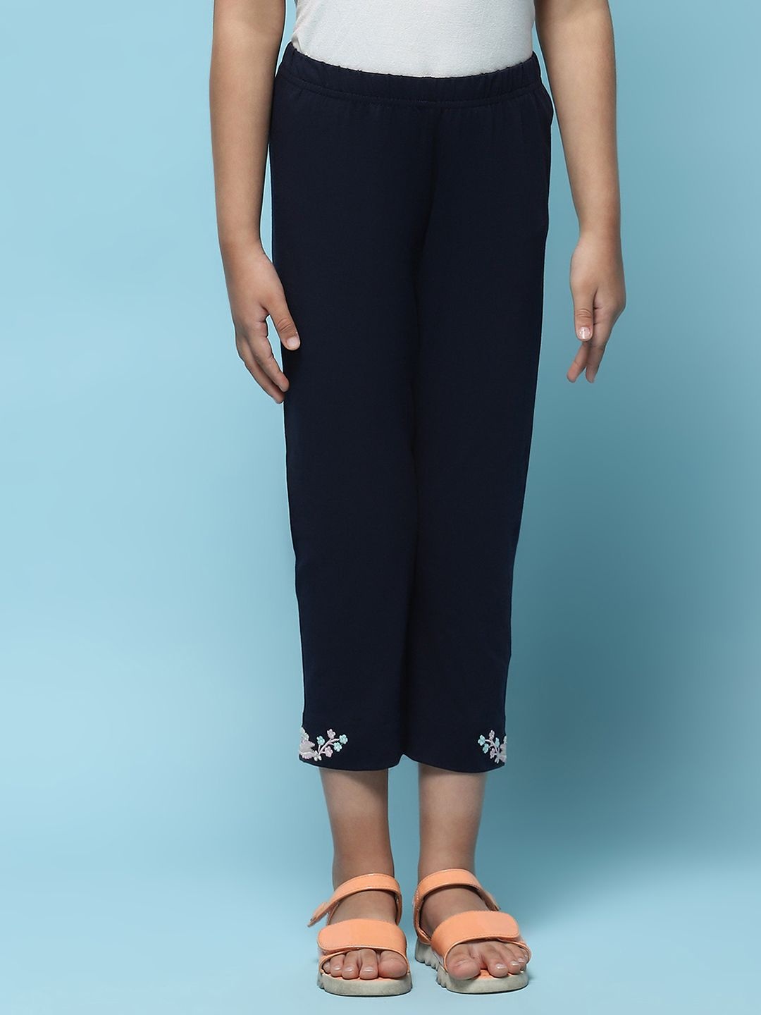 

Biba Girls Cotton Blue Capris For Kids Girls