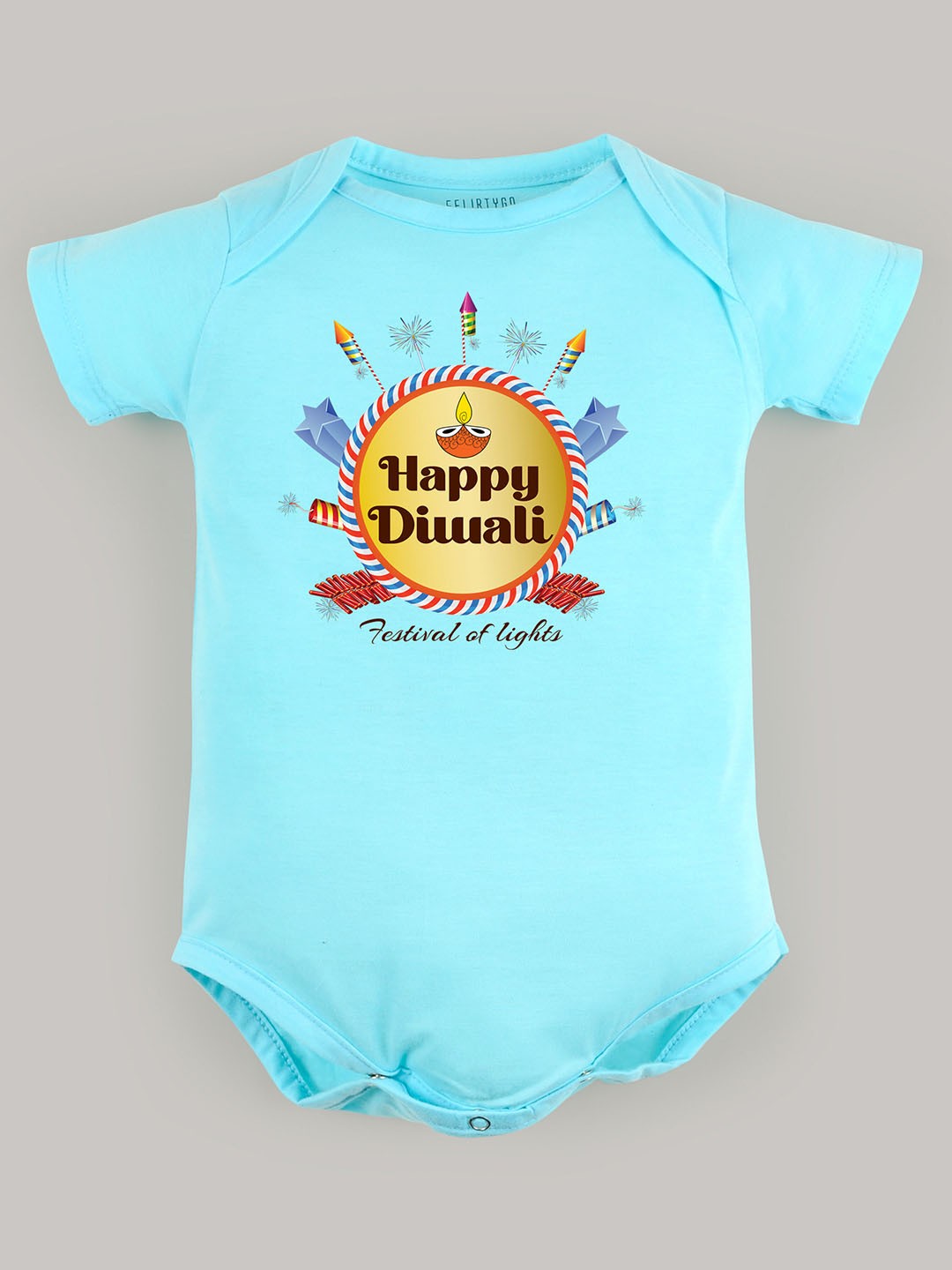 

FFLIRTYGO Kids Typography Printed Cotton Bodysuit, Turquoise blue