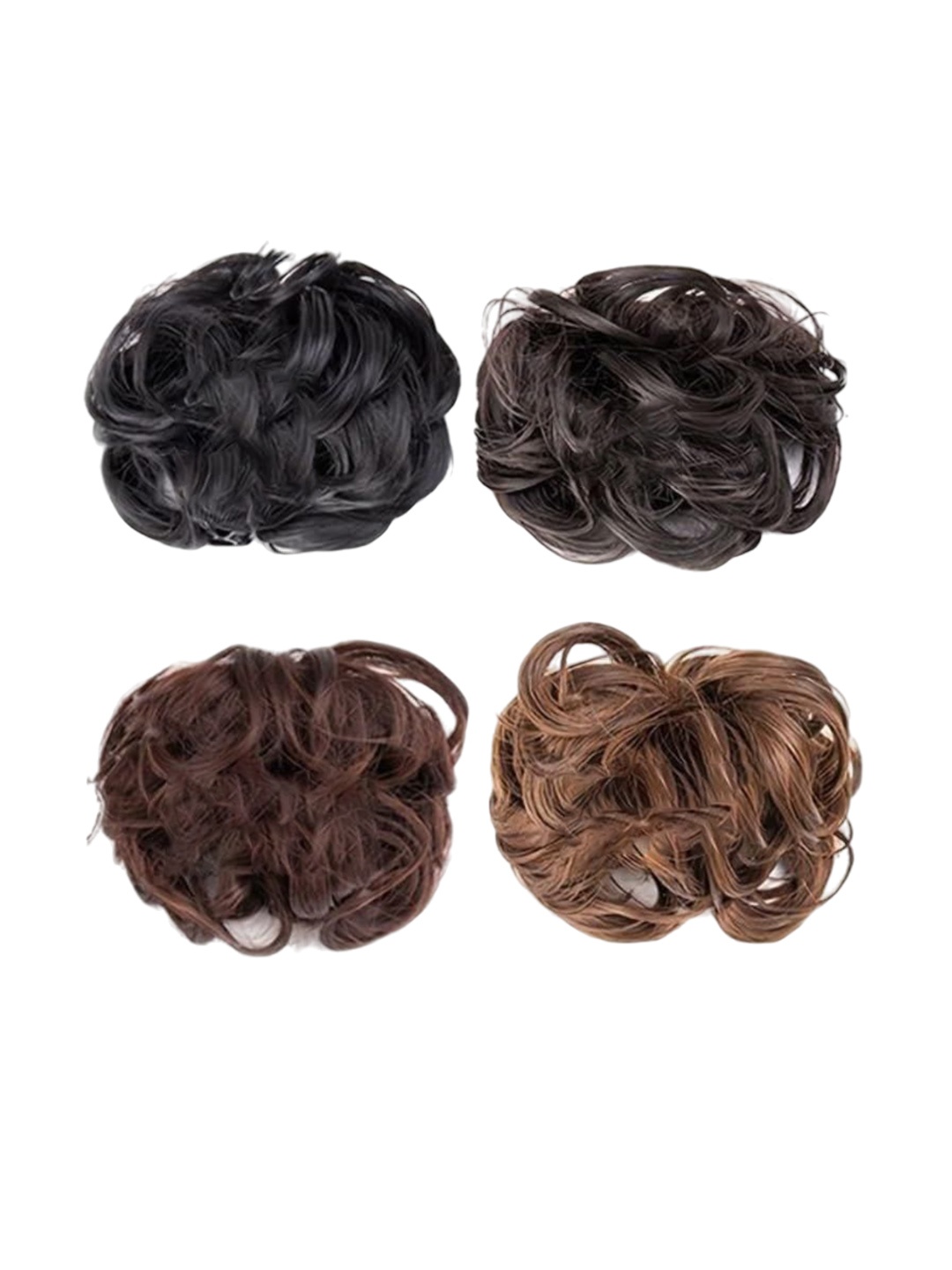 

D-Divine Set Of 4 Clip-In Messy Bun Hair Extension - Black & Brown