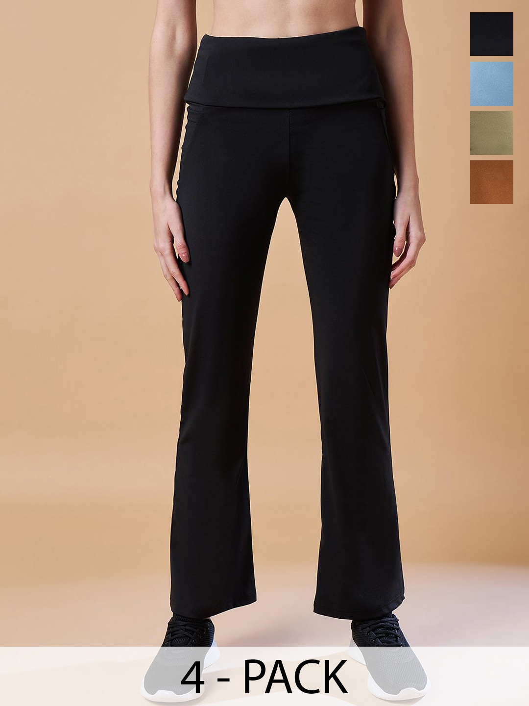 

COLOR CAPITAL Pack Of 4 High-Rise Ankle-Length Tights, Black
