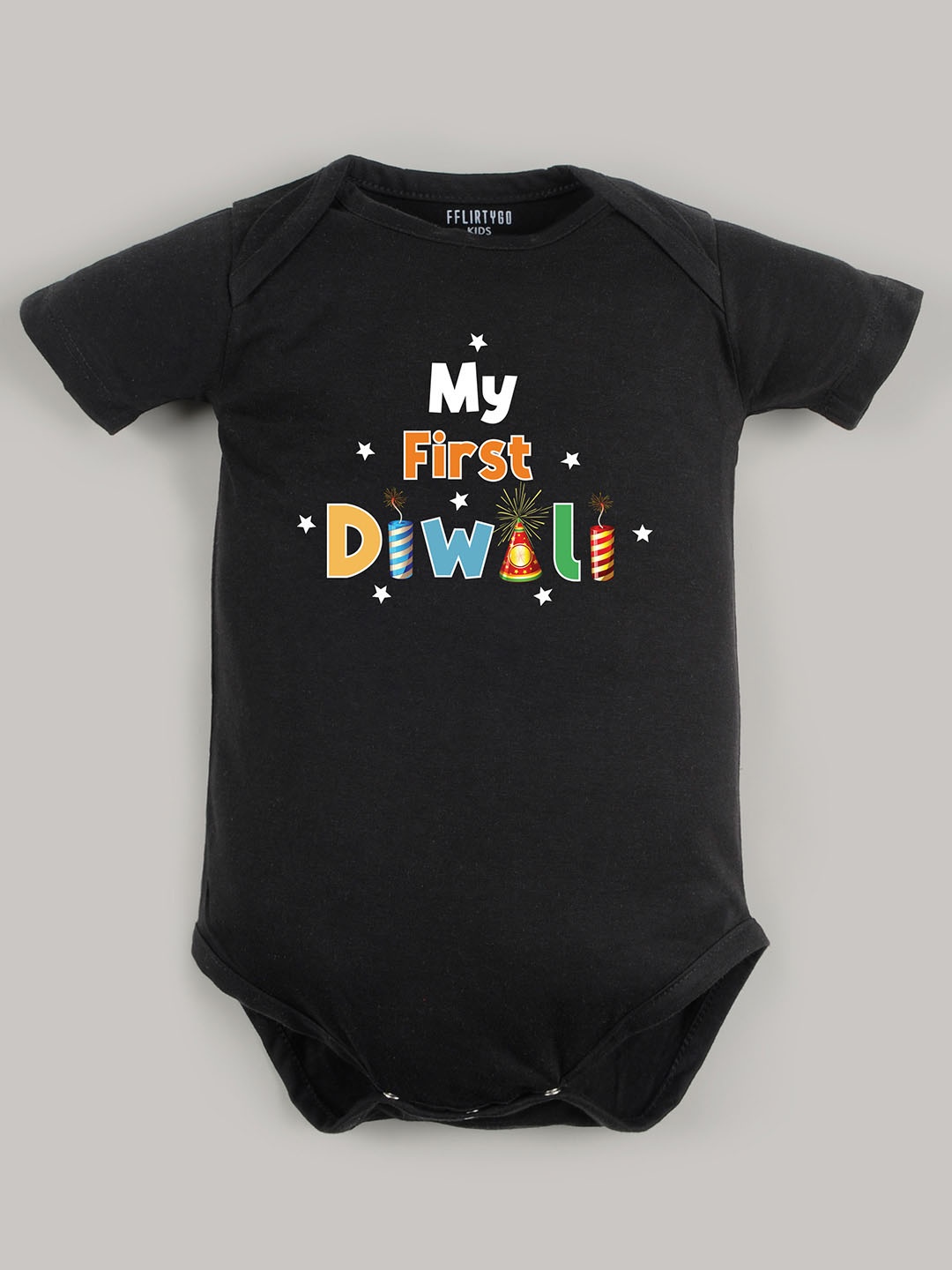 

FFLIRTYGO Kids Cotton Printed Bodysuit, Black