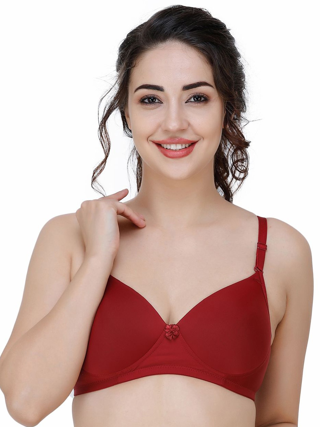 

College Girl Women Full Coverage Slip-On Lightly Padded Bra, Maroon