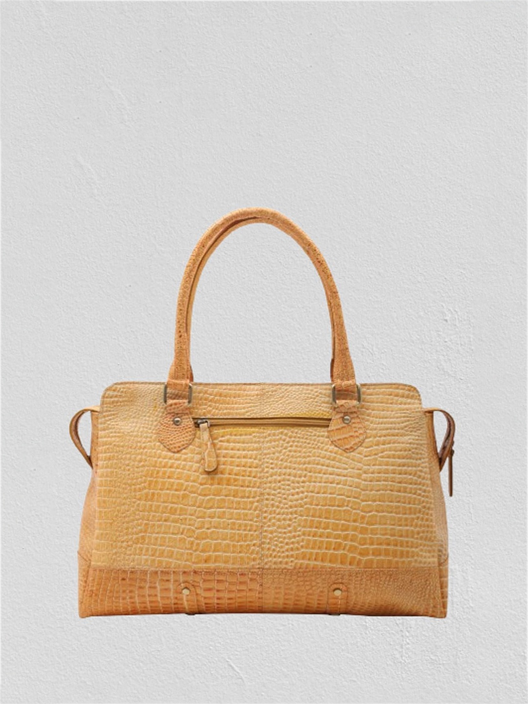 

ANNODYNE Women Textured Leather Laptop Bag, Yellow