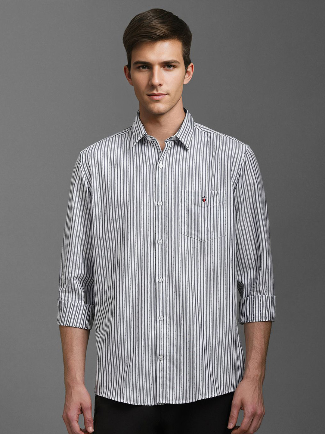 

Louis Philippe Sport Men Slim Fit Opaque Striped Casual Shirt, Grey