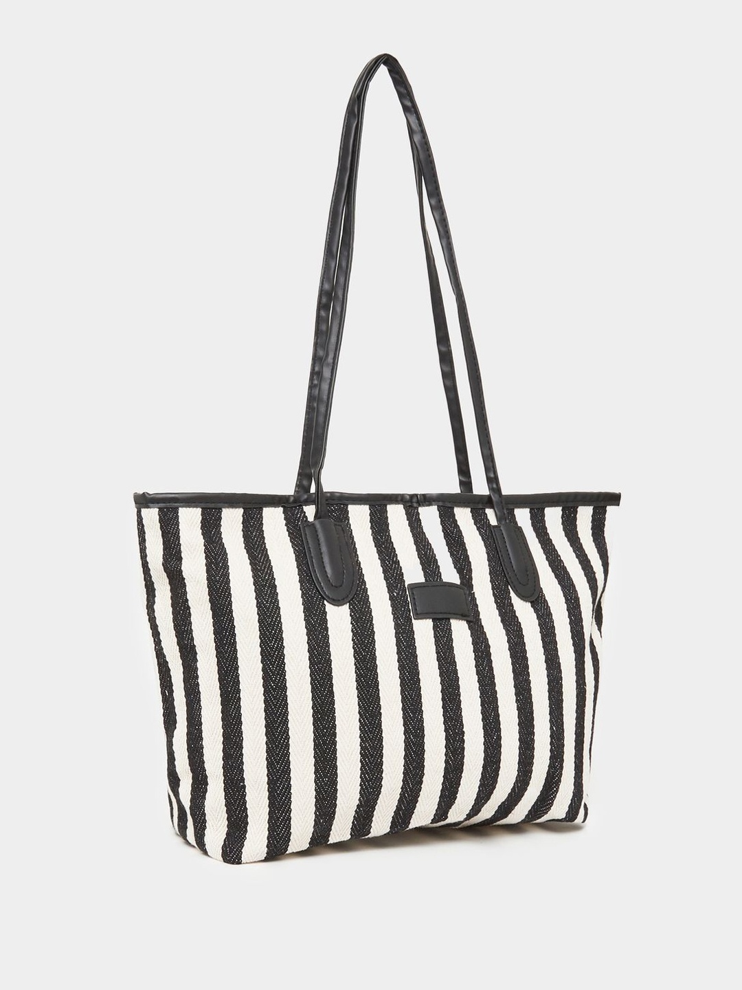 

Styli Women Striped Shopper Shoulder Bag, Black