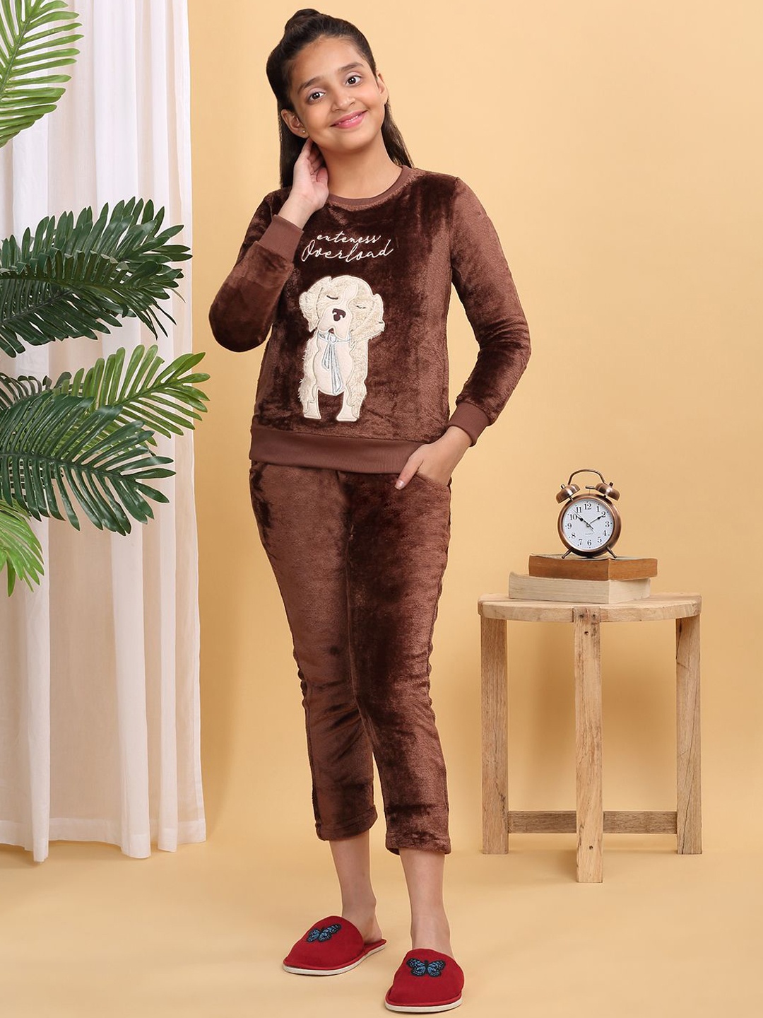 

Sweet Dreams Printed Night suit, Brown