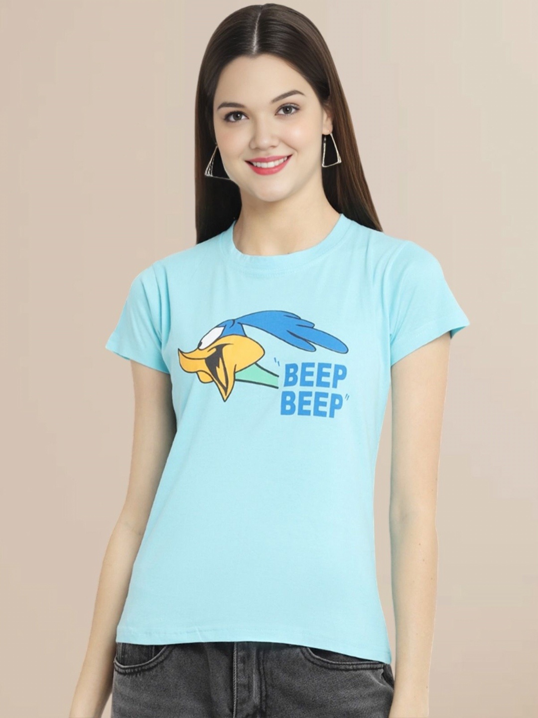 

Metronaut Women Graphic Printed Round Neck Cotton Looney Tunes T-shirt, Blue