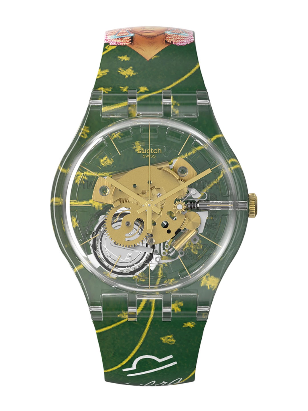 

Swatch Unisex Skeleton Dial & Straps Analogue Watch SUOK147-031_SWATCHWATCH, Green