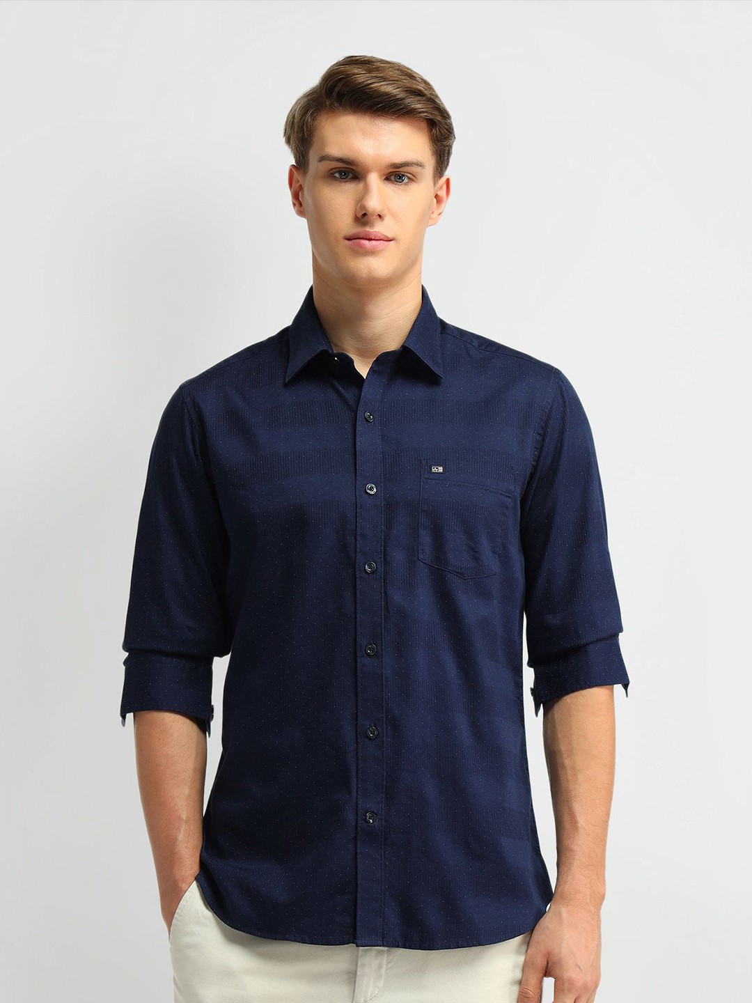 

Arrow Sport Men Manhattan Slim Fit Opaque Casual Shirt, Navy blue