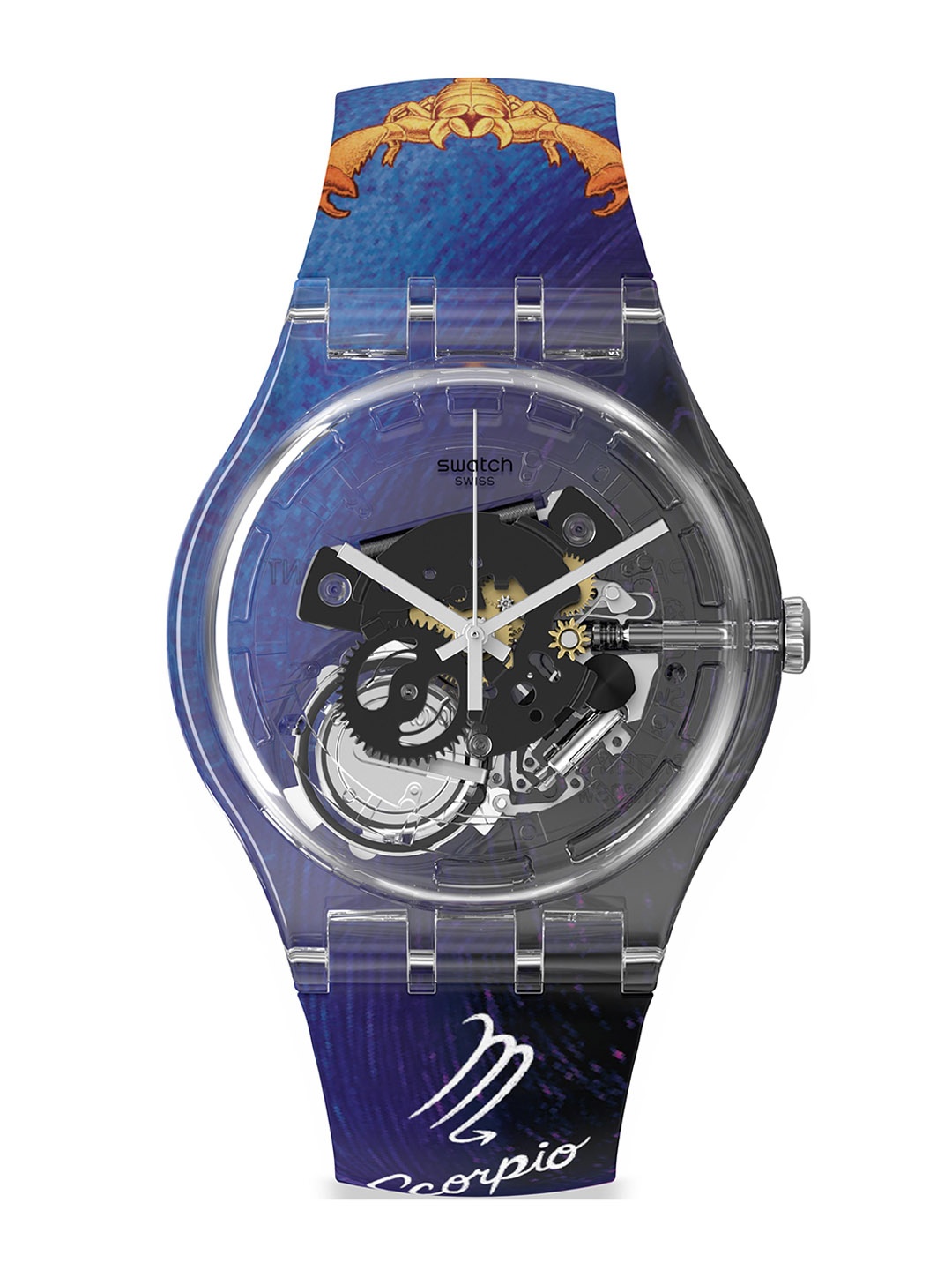 

Swatch Unisex Skeleton Dial & Textured Straps Analogue Watch SUOK136-049_SWATCHWATCH, Blue