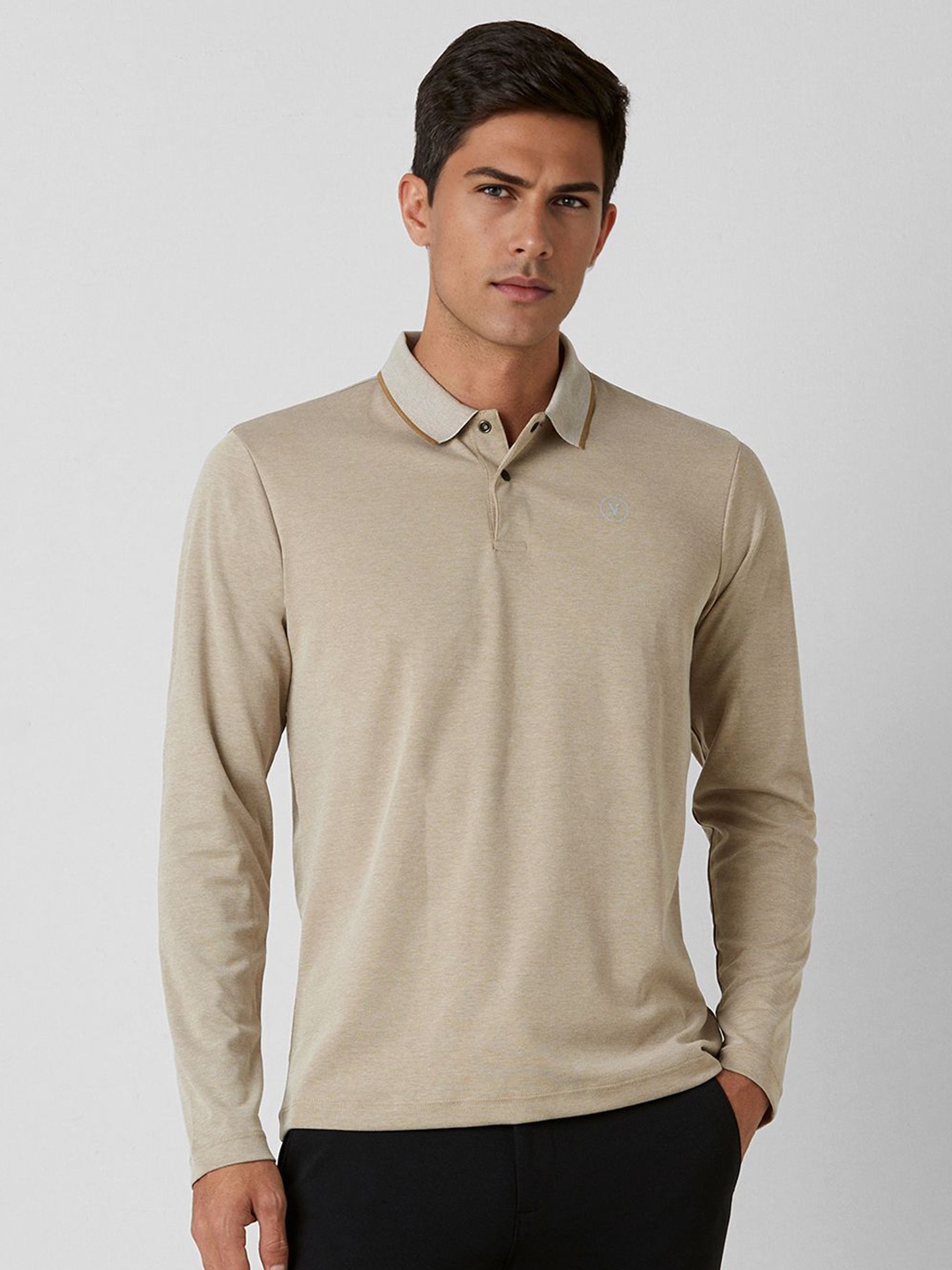 

Van Heusen Flex Men Solid Polo Collar Cotton T-shirt, Beige