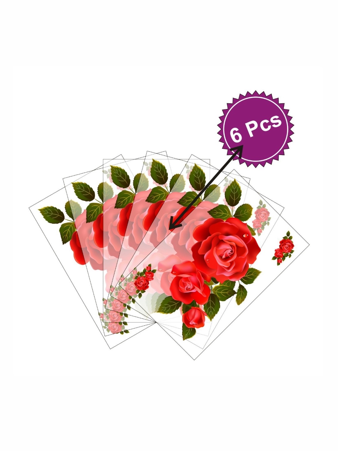 

LooMantha Red & White 6 Pieces Rectangle Floral Printed Table Placemats