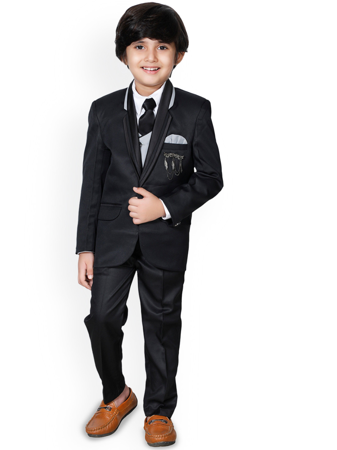 

BAESD Boys Single-Breasted Two-Piece Suit, Black