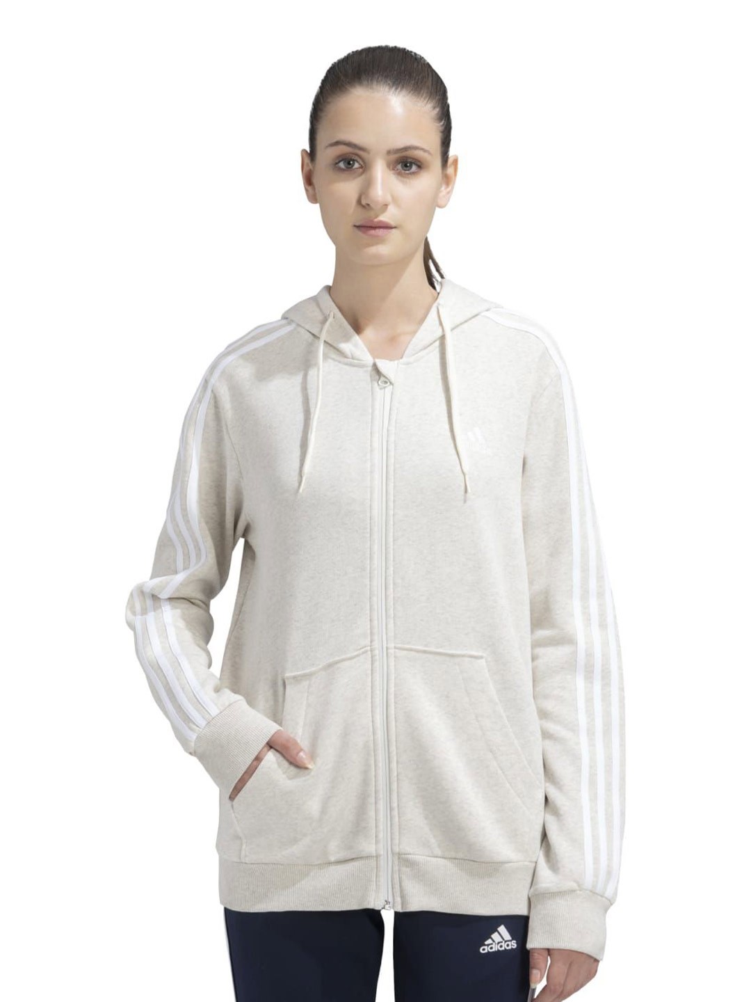 

ADIDAS Women Hooded Open Front Jacket, White