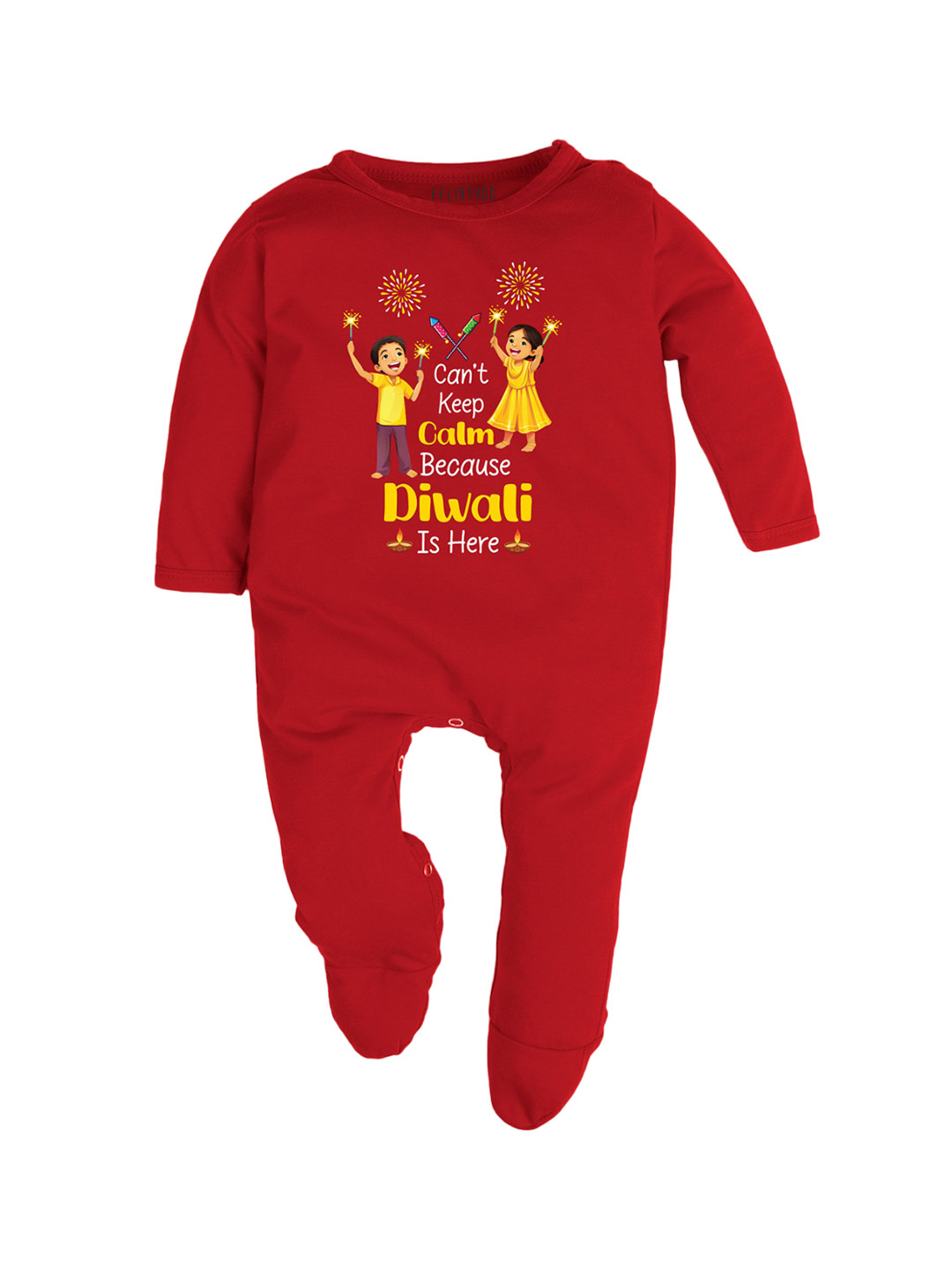 

FFLIRTYGO Kids Printed Baby Wear Cotton Sleepsuit, Red