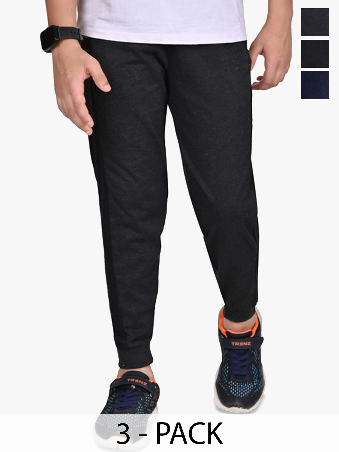 

BAESD Boys Pack Of 3 Cotton Low- Rise Joggers, Grey