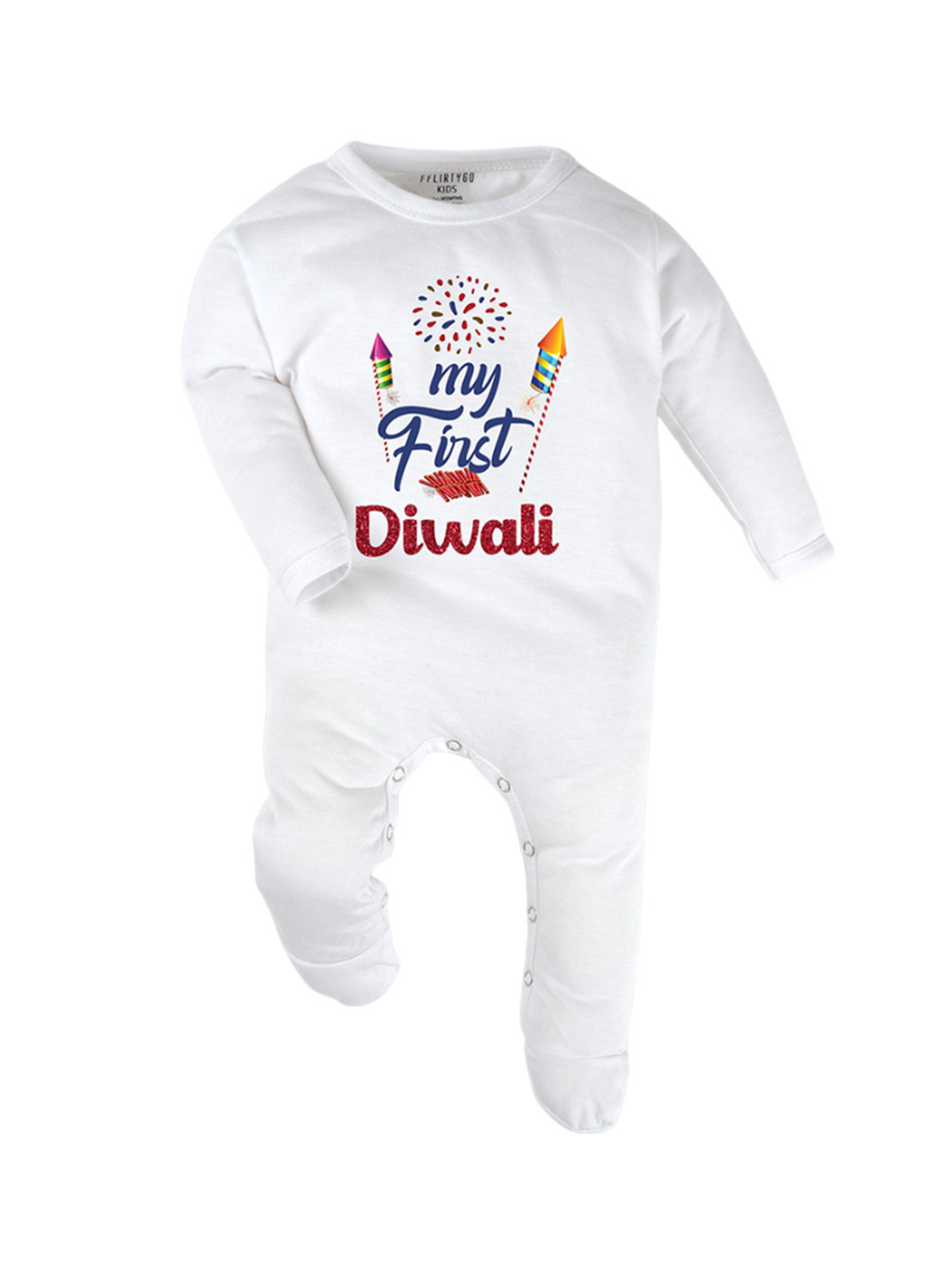 

FFLIRTYGO Infants Printed Cotton Sleepsuit, White