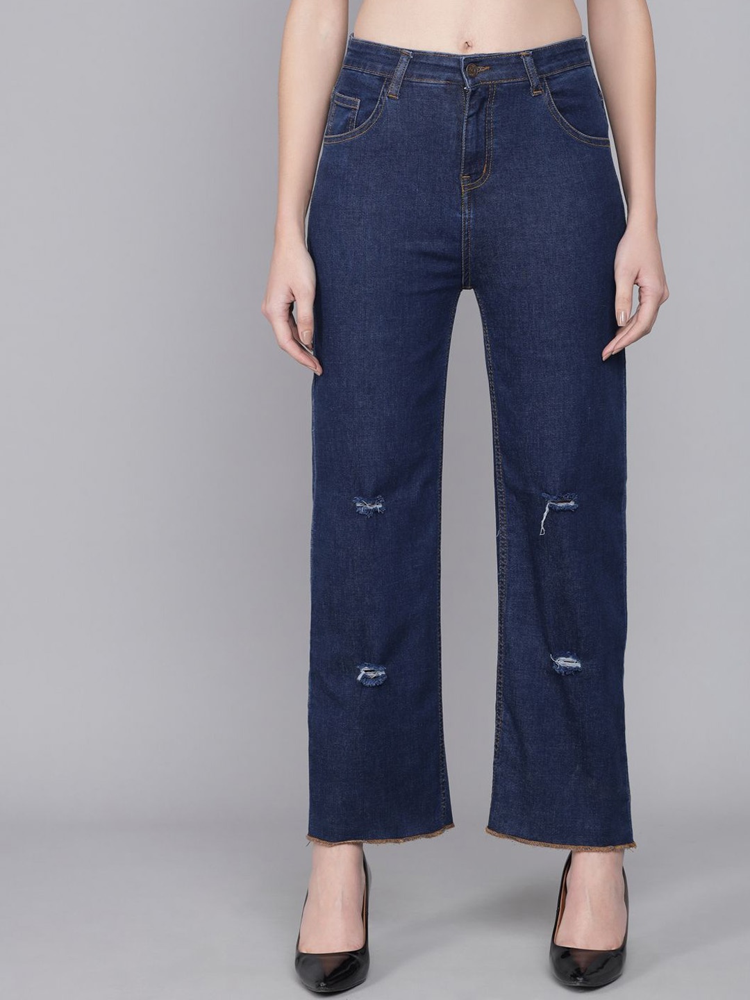 

Kotty Women High-Rise Mildly Distressed Stretchable Jeans, Blue