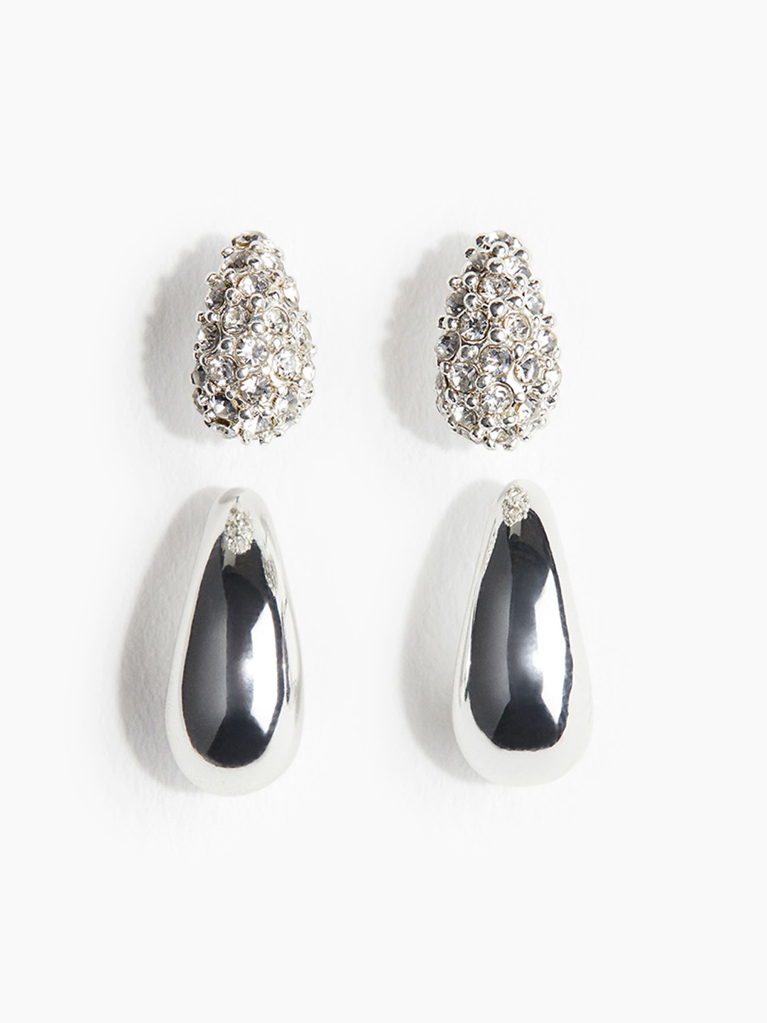 

H&M 2 Pair Earrings, Silver