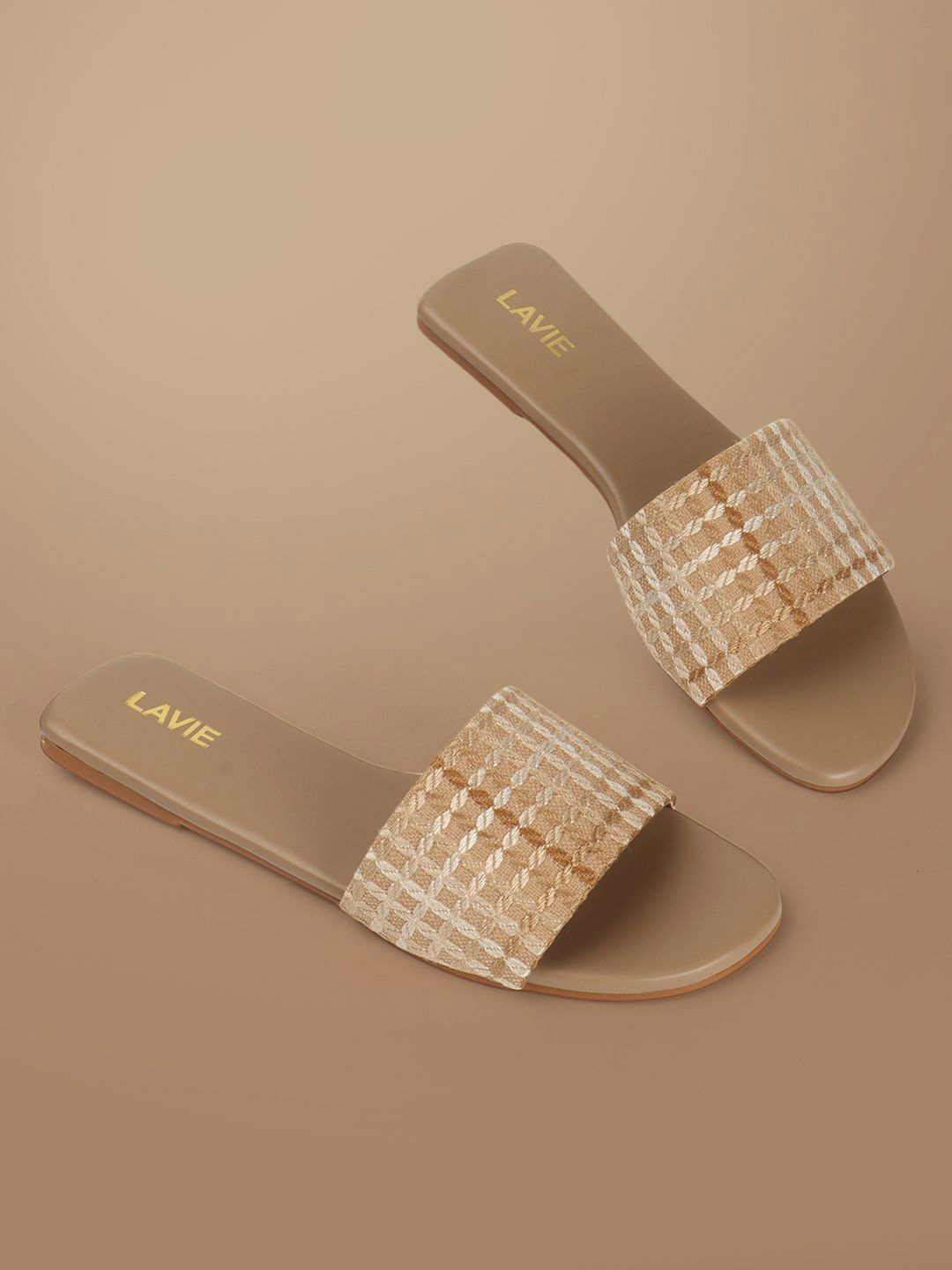 

Lavie Women Open Toe Flats with Buckles, Beige