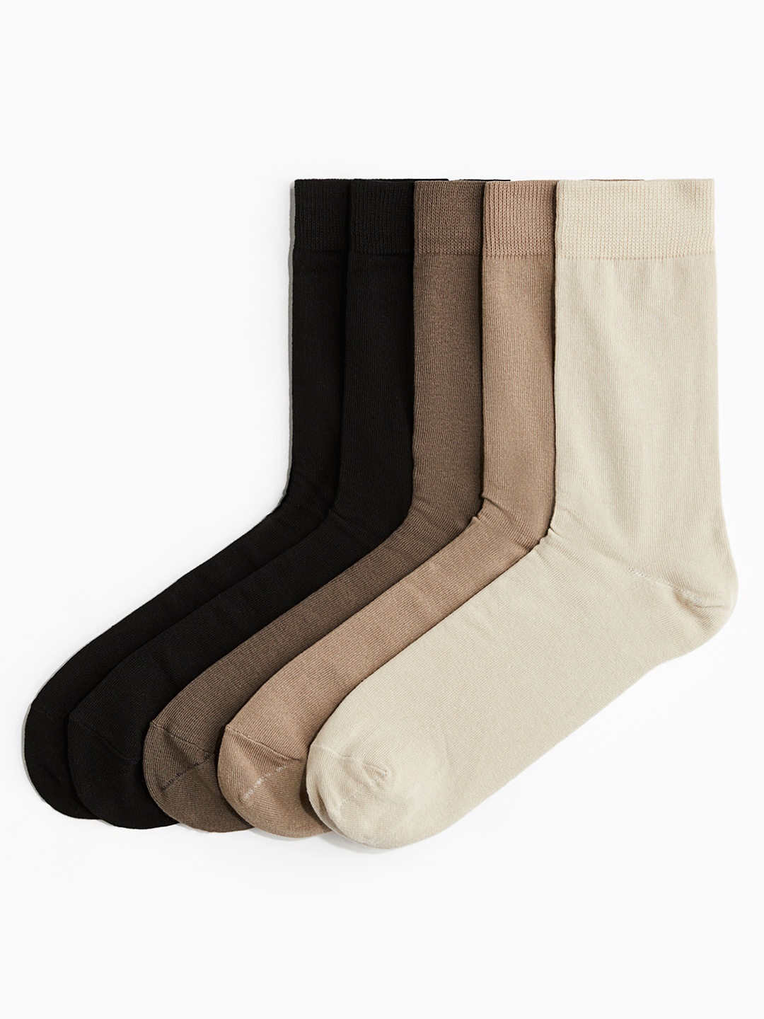 

H&M Men Pack Of 5 Solid Socks, Beige