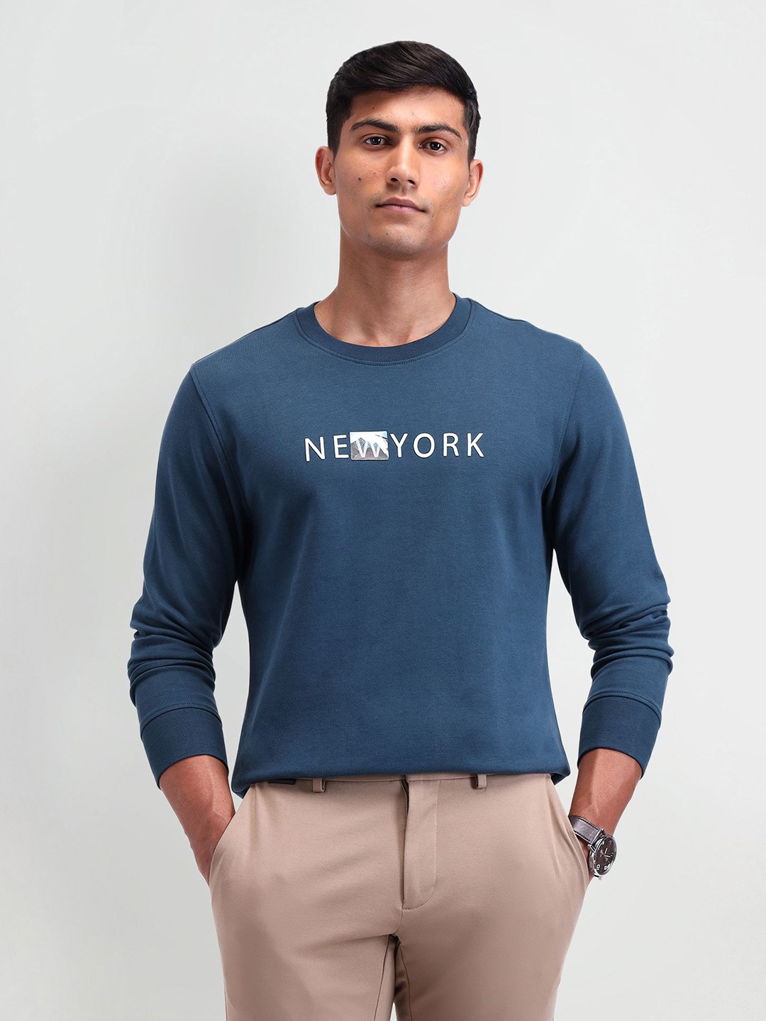 

Arrow New York Men Printed Sweatshirt, Teal