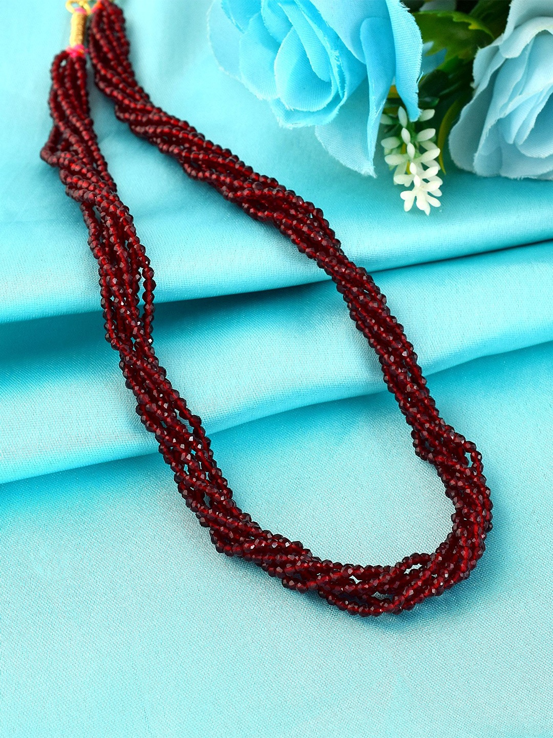 

MEMOIR Brass Brass-Plated Necklace, Maroon