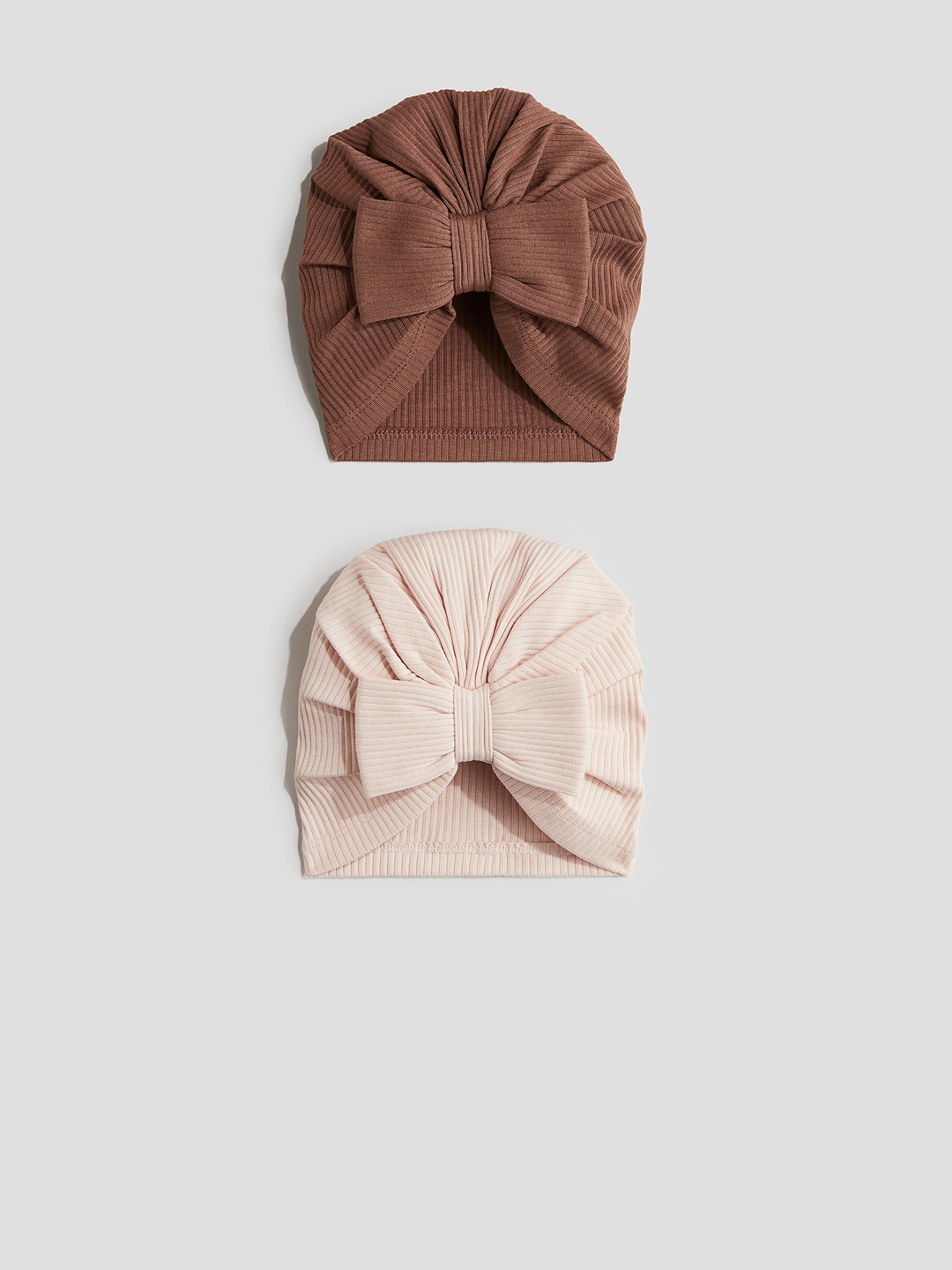 

H&M Girls 2-Pack Knot-Detail Hats, Brown