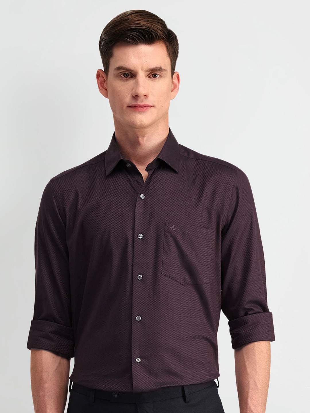 

Arrow Men Manhattan Spread Collar Solid Cotton Slim Fit Formal Shirt, Purple