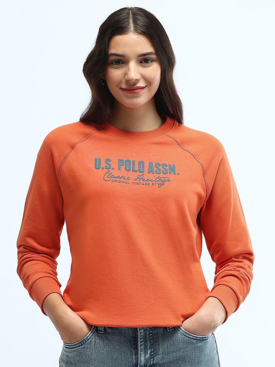 

U.S. Polo Assn. Women Women Printed Sweatshirt, Orange