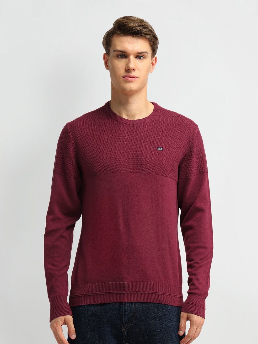 

Arrow Sport Men Brand Logo Self Design Pullover, Red