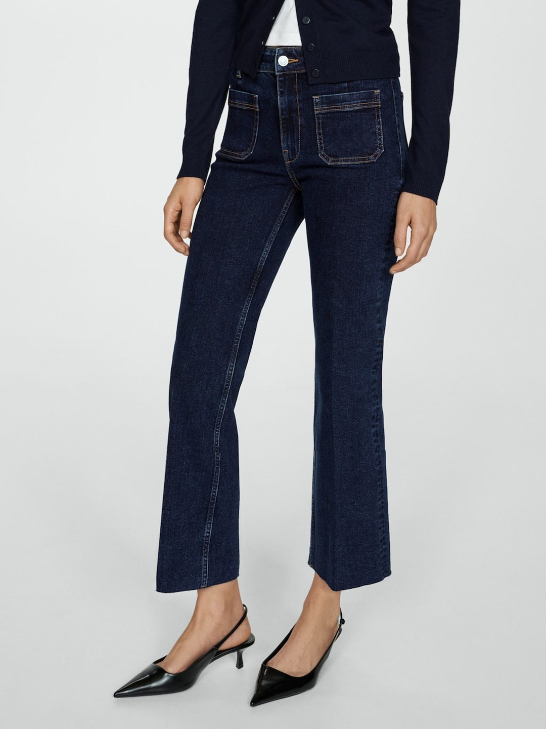 

MANGO Women Crop Jeans, Blue