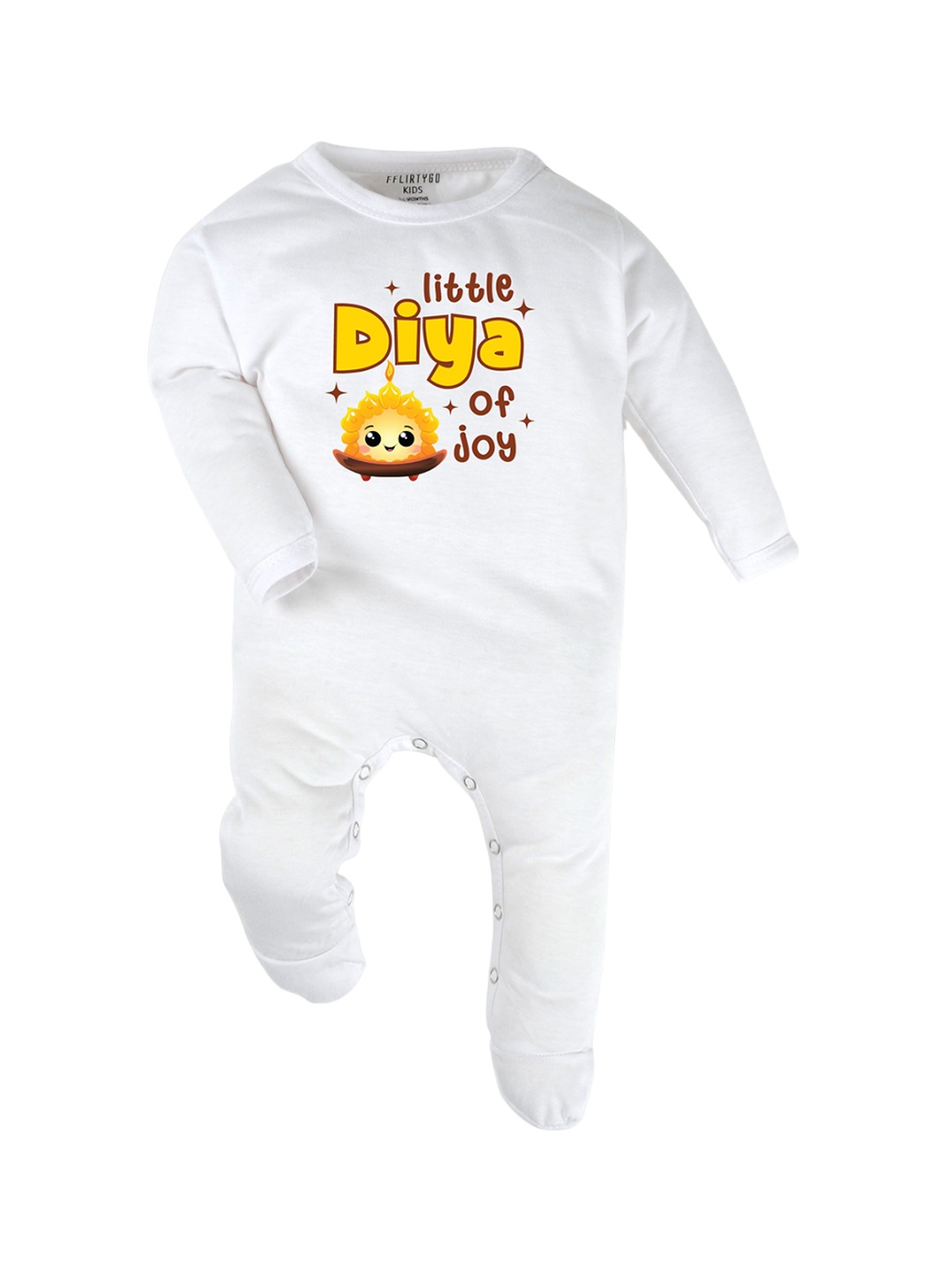 

FFLIRTYGO Kids-Unisex White Printed Cotton Sleepsuit