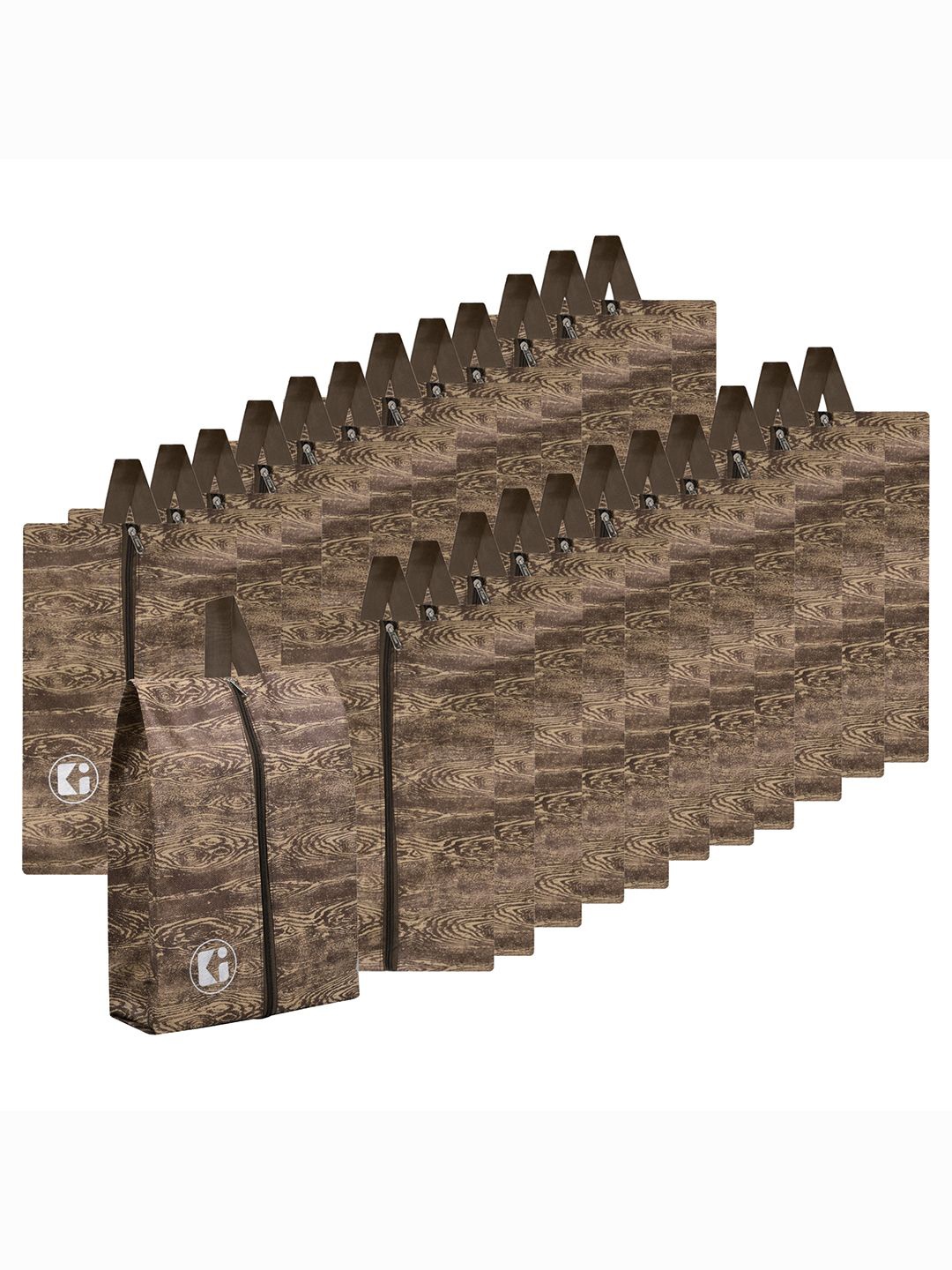 

Kuber Industries Brown 24 Pieces Printed Shoe Organisers