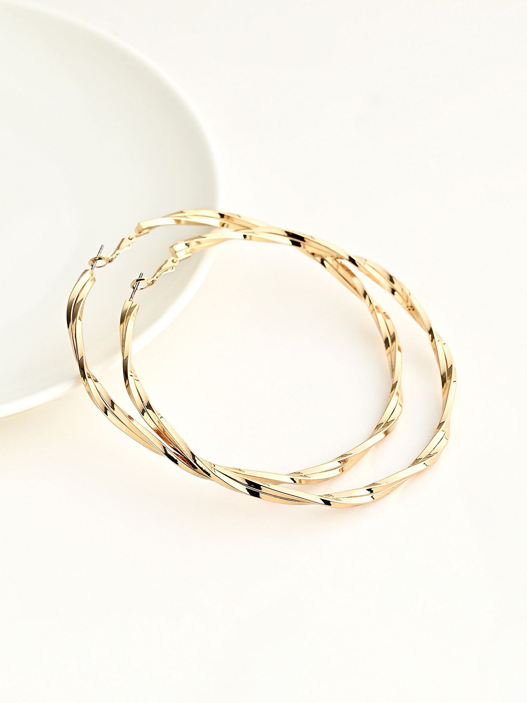 

Kazo Gold Plated Contemporary Hoop Earrings