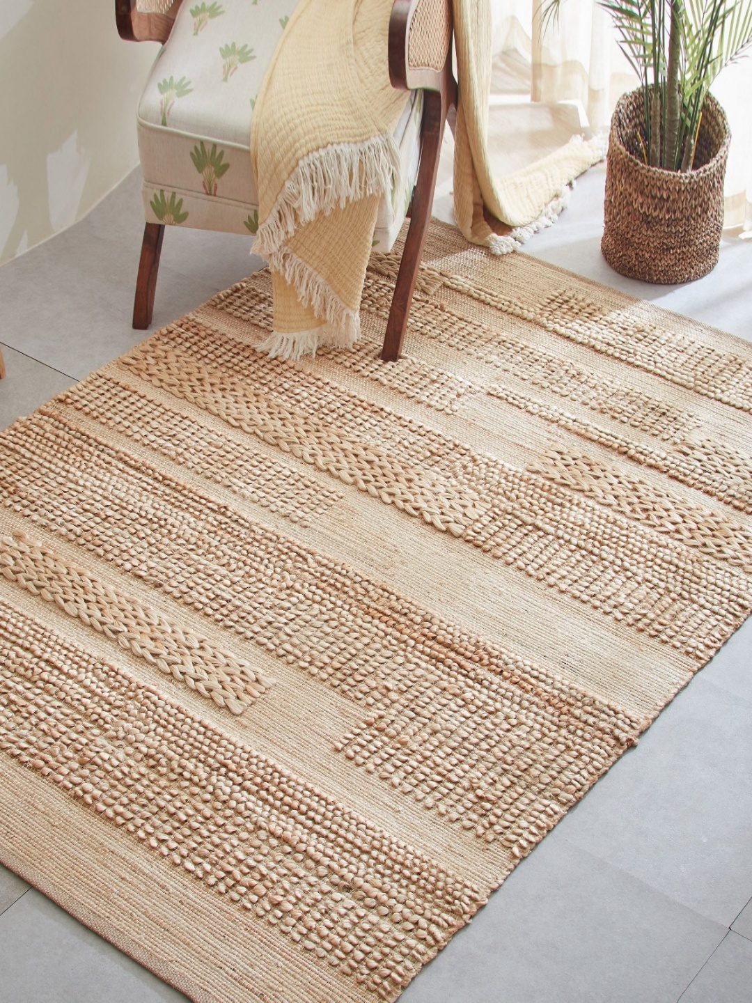 

Home Centre Brown Jute Woven Carpet